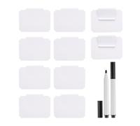 sourcing map Basket Labels for Storage Bins, 10Pcs Reusable Removable Bin White Basket Labels Clip-On with 2Pcs Black Chalk Marker Bin Labels for Bin Clips, Basket Tags (Square)