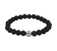 sourcing map Basketball Bracelet Gifts for Men, Beaded Stretch Bracelet for Men Ideas for Birthday/Valentine/Christmas with Card Velvet Bag, Black