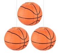 sourcing map Basketball Paper Lanterns, 8" Round Hanging Chinese/Japanese Lantern Decoration for Home Birthday Party Wedding Christmas Classroom Decor, Orange 3 Pcs