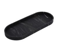 sourcing map Bathroom Vanity Tray, 11.8" x 5" Oval Silicone Soap Dispenser Trays, Shatterproof Kitchen Sink Organizer for Soaps Keys Candle Trinket, Marble Black