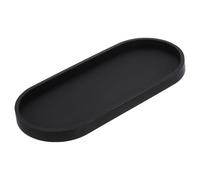 sourcing map Bathroom Vanity Tray, 11.8" x 5" Oval Silicone Soap Dispenser Trays, Shatterproof Kitchen Sink Organizer for Soaps Keys Candle Trinket, Black