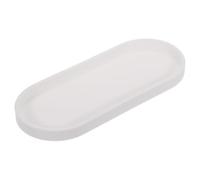 sourcing map Bathroom Vanity Tray, 11.8" x 5" Oval Silicone Soap Dispenser Trays, Shatterproof Kitchen Sink Organizer for Soaps Keys Candle Trinket, White
