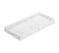 sourcing map Bathroom Vanity Tray, 7.9" x 3.9" Silicone Soap Dispenser Trays, Shatterproof Kitchen Sink Organizer for Soaps Keys Candle Trinket, Marble White