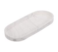 sourcing map Bathroom Vanity Tray, 9.8" x 4" Oval Silicone Soap Dispenser Trays, Shatterproof Kitchen Sink Organizer for Soaps Keys Candle Trinket, Marble White