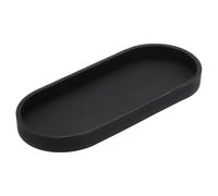sourcing map Bathroom Vanity Tray, 9.8" x 4" Oval Silicone Soap Dispenser Trays, Shatterproof Kitchen Sink Organizer for Soaps Keys Candle Trinket, Black
