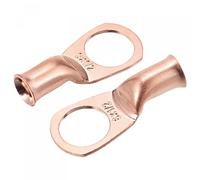 sourcing map Battery Cable Ends 0.52 Inch 6 AWG Tubular Ring Terminals Closed End Crimp Connectors Bare Copper Eyelet 15 Pcs