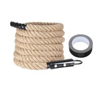 sourcing map Battle Rope 18ft x 1.5 Inch Jute Heavy Fitness Training Gym Rope with Black Metal Hook Exercise Workout Ropes for Strength Training Home Workouts Sport