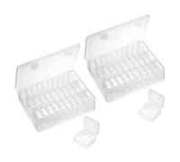sourcing map Bead Organizer Box Small Bead Organizers 2pcs Rectangular Plastic Storage Cases 60pcs Mini Clear Bead Storage Containers Boxes with Hinged Lid for Jewelry Beading Crafts