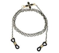 sourcing map Beaded Glasses Chain, Eyeglass Chain Eyewear Retainer Eyeglasses Strap Holder Around Neck Sunglasses Chains for Women Girls, Black Leaf