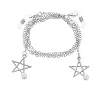 sourcing map Beaded Glasses Chain, Star Pearl Eyeglass Chain Eyewear Retainer Eyeglasses Strap Holder Around Neck Sunglasses Chains for Women Girls, Silver