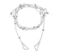 sourcing map Beaded Glasses Chain, Wings Eyeglass Chain Eyewear Retainer Eyeglasses Strap Holder Around Neck Sunglasses Chains for Women Girls, Silver