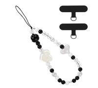 sourcing map Beaded Phone Charm, 19cm Phone Wrist Strap Resin Love Tag Bracelet Lanyard Anti-Theft Cellphone Chain Wristlet with 2 Patches for Camera Cellphone Keychain Wallet Decor, White