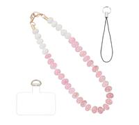 sourcing map Beaded Phone Charm, 30cm Phone Wrist Strap Natural Gemstone Bracelet Lanyard Anti-Theft Cellphone Chain Wristlet with Patch for Camera Cellphone Keychain Wallet, Pink Gradient
