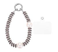 sourcing map Beaded Phone Wrist Strap, Phone Charm with Tether Tab, Anti-loss Hands-Free Rhinestones Pearl Cellphone Chain Wristlet for Women Girls, Purple