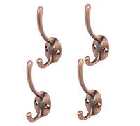 sourcing map Bedroom Robe Towel Hanging Vintage Style Double Hanger Hooks Copper Tone 4pcs