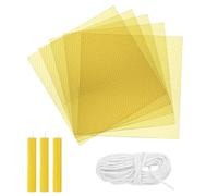 sourcing map Beeswax Candle Making Kit,8x8 Inch 5pcs Yellow Beeswax Candle Sheets with 1pcs Cotton Wick for DIY Craft Gift Making