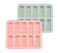 sourcing map Beeswax Candle Mould, 10 Grids Beeswax Bar Mould Makes 10 x 0.6oz Reusable Easy Release Bees Wax Module for Wax Candle Making Butter Candy Chocolate Grey Pink, 2pcs