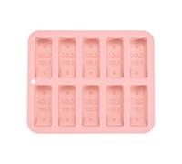 sourcing map Beeswax Candle Mould, 10 Grids Beeswax Bar Mould Makes 10 x 0.6oz Reusable Easy Release Bees Wax Module for Wax Candle Making Butter Candy Chocolate Pink