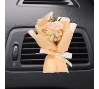 sourcing map Beige Small Bouquet Car Air Freshener Vent Clips, Mini Decorative Rose Bouquet with Fragrance Diffuser for Women, Automotive Air Freshener Decoration, Style 4