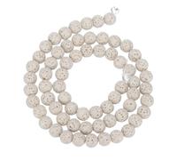 sourcing map Beige Volcanic Rock Beads 6mm Essential Oil Diffuser Stone, Volcanic Stone Loose Round Bead for DIY Jewelry Bracelet (1 Strand, 65pcs)