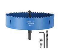 sourcing map Bi-Metal Hole Saw Kit 152mm (6") Hole Cutter Set with 1pcs 1/4" Hex Shank Arbor 2pcs 1/4" Center Drill Bits 2ps Springs 1pcs Wrench for Wood Plastic Soft Metal