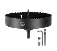 sourcing map Bi-Metal Hole Saw Kit 178mm (7-1/5") Hole Cutter Set with 1pcs 1/2" Hex Shank Arbor 2pcs 1/4" Center Drill Bits 2ps Springs 1pcs Wrench for Wood Plastic Soft Metal