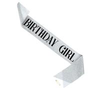 sourcing map Birthday Sash, 1Pcs Personalized Sash Elegant Birthday Sashes Accessories for Birthday Party Decorations, Silver, Black
