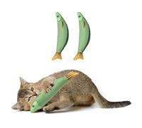 sourcing map Bite Resistant Catnip Playing, Durable and Interesting, Simulated Fish Cat Teeth Chew Playing Catnip Filled (Green Yellow, 2 Pcs), Intended for Bedroom/Balcony (23 x 3.8cm)