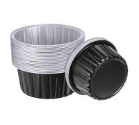 Sourcing Map Black Aluminum Foil 5oz Standard Cupcake Liners, 25pcs - Disposable, Heat-Resistant, Perfect for Parties, Birthdays, Weddings, Christmas, Halloween