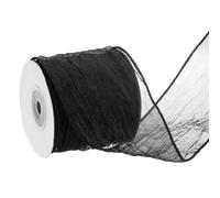 sourcing map Black Crinkled Wired Ribbon with Metallic Edge 2.5 Inch x 10 Yards Wrinkled Ribbons for Crafts Bow Making Gift Wrapping Floral Bouquets Party Decoration