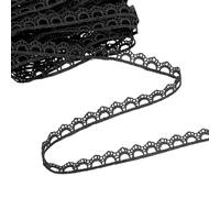 sourcing map Black Flower Lace Trim Ribbon, 0.35" x 5 Yards Polyester Embroidered Crochet Lace Trim Fabric for Sewing, Wedding Decorations, Headbands, DIY Crafts Making