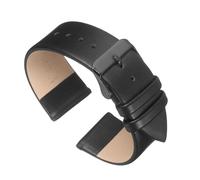 sourcing map Black Genuine Leather Band 24mm Watch Strap for Men Women