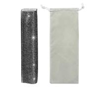 sourcing map Black Mic Handle Cover, Rhinestones Microphone Handle for Most Universal Wireless Microphones, Mic Not Included(With Grey Velvet Bag)