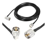 sourcing map Black RG58 CB Coax Cable 15ft, 50 Ohm Low Loss UHF Male to UHF Male Right Angle Extension Jumper Cable for HAM Radio, Antenna Analyzer, HF Radio, and Communication Devices