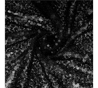sourcing map Black Sequin Fabric, by The Yard, 1 Yard Length 4.3ft Wide Sequin Velvet Fabric Shiny Sparkly Cloth for DIY Sewing, Dress, Backdrop, Tablecloth, Table Runner
