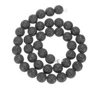 sourcing map Black Volcanic Rock Beads 10mm Essential Oil Diffuser Stone, Volcanic Stone Loose Round Bead for DIY Jewelry Bracelet (1 Strand, 41pcs)