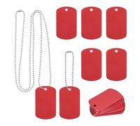 sourcing map Blank Dog Tags Rectangle Blank Aluminum Blank Keychains Two Size Length Ball Steel Chains Metal Personalized Pet Tags with Hanging Hole for DIY Crafts Red, 50 Set