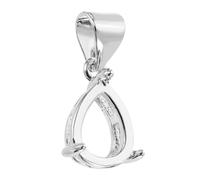 sourcing map Blank Pendant Tray, 6 x 8 mm Drop-Shaped Bezel Tray Setting for DIY Crafting and Pendant Jewelry Making, Silver