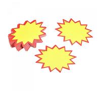 sourcing map Blank Star Burst Sale Signs Price Tags Paper Pricing Labels 90x70mm Yellow for Retail Sales Pricing, Pack of 100