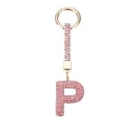 sourcing map Bling Car Letter Charm, Car Rear View Mirror Charm Pink Initial Letter Interior Decoration Hanging Crystal Ornaments for Women, Bags DIY, P