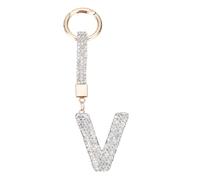 sourcing map Bling Car Letter Charm, Car Rear View Mirror Charm Silver Initial Letter Interior Decoration Hanging Crystal Ornaments for Women, Bags DIY, V