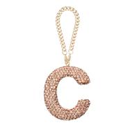 sourcing map Bling Car Letter Charm, Initial C Letter Interior Car Rear View Mirror Decoration Hanging Crystal Ornaments for Women Bags Water Cup DIY Craft, Champagne