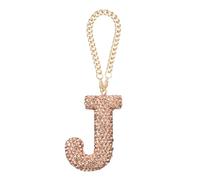 sourcing map Bling Car Letter Charm, Initial J Letter Interior Car Rear View Mirror Decoration Hanging Crystal Ornaments for Women Bags Water Cup DIY Craft, Champagne