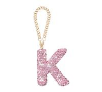 sourcing map Bling Car Letter Charm, Initial K Letter Interior Car Rear View Mirror Decoration Hanging Crystal Ornaments for Women Bags Water Cup DIY Craft, Pink