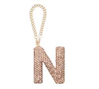 sourcing map Bling Car Letter Charm, Initial N Letter Interior Car Rear View Mirror Decoration Hanging Crystal Ornaments for Women Bags Water Cup DIY Craft, Champagne