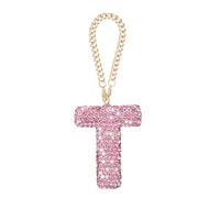 sourcing map Bling Car Letter Charm, Initial T Letter Interior Car Rear View Mirror Decoration Hanging Crystal Ornaments for Women Bags Water Cup DIY Craft, Pink