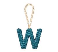 sourcing map Bling Car Letter Charm, Initial W Letter Interior Car Rear View Mirror Decoration Hanging Crystal Ornaments for Women Bags Water Cup DIY Craft, Lake Blue