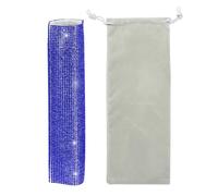 sourcing map Blue Mic Handle Cover, Rhinestones Microphone Handle for Most Universal Wireless Microphones, Mic Not Included(With Grey Velvet Bag)