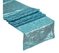 sourcing map Blue Table Runner 71" x 12", Long Shining Sequin Table Runner for Event Party, Birthday Party, Weddings, Christmas