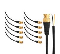 sourcing map BNC Pigtail Cable Bare Wire, 10Pcs 0.2M Gold-Plated BNC Male Open End Coaxial Connector Extension for DVR CCTV Camera Security System Monitor Video Connection, Black